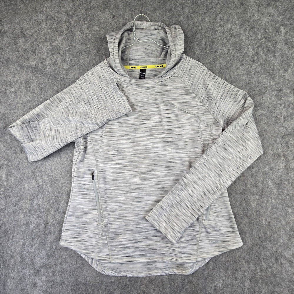 Hind Running Hoodie Women XL Grey Space Dye Regular Thumbhole Pocket